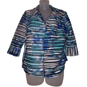 ALLISON DALEY PETITE Women's Multicolor Striped Floral Top Size 10P BG 12